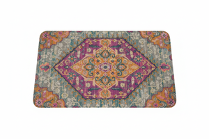 Tapis de Bain Oriental Magenta et Orange — Motif Médaillon Bohème — Tapis de Salle de Bain Antidérapant