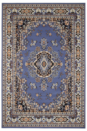 Tapis de Salon Oriental Bleu Lavande — Motif Médaillon Floral Vintage — Grand Tapis Antidérapant