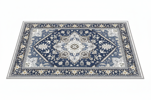 Tapis d'Entrée Oriental Bleu Marine — Motif Géométrique Boho Ethnique | Tapis Antidérapant