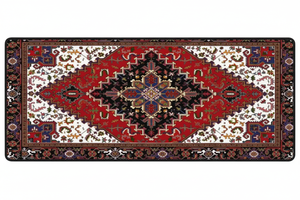 Tapis de Souris Gaming Persan Rouge et Noir — Grand Format XXL Motif Médaillon Losange
