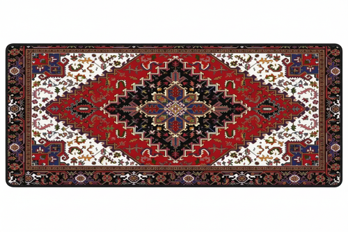 Tapis de Souris Gaming Persan Rouge et Noir — Grand Format XXL Motif Médaillon Losange