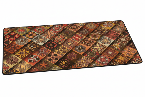 Tapis de Souris Gaming Persan Patchwork — Grand Format XXL Motif Carreaux Multicolores