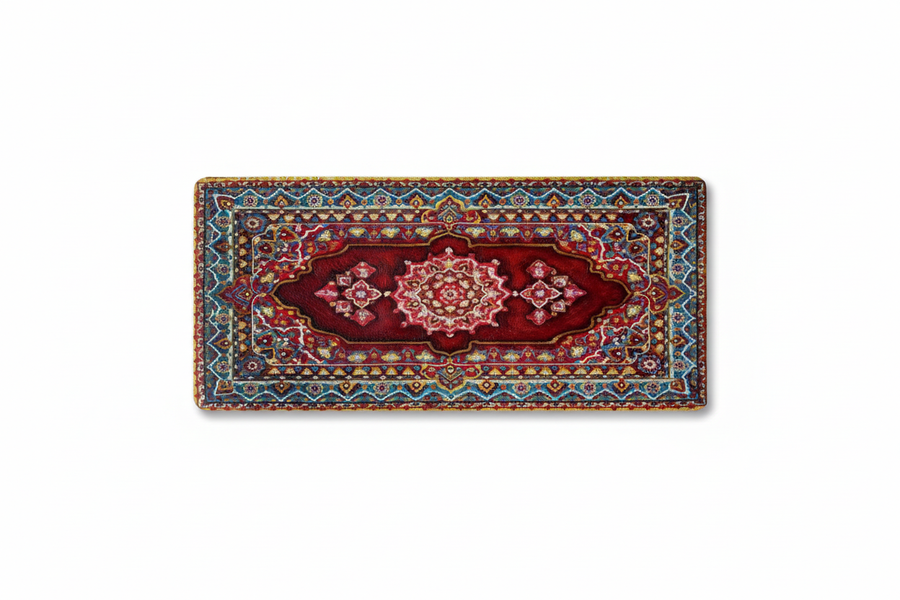 Tapis de Souris Gaming Persan Rouge — Grand Format XXL Motif Médaillon Central