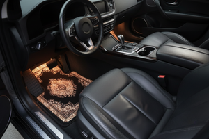 Tapis de Voiture Oriental Noir et Doré — Lot de 4 Tapis Motif Médaillon Classique — Protection Sol Auto