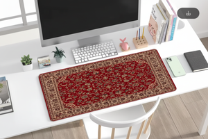 Tapis de Souris Gaming Persan Rouge — Grand Format XXL Motif Floral Vintage