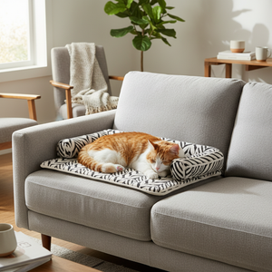 Tapis de Canapé pour Animaux Chevron Noir et Blanc — Protection Confort Antidérapante — Coussin pour Chien et Chat