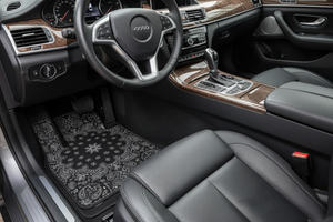 Tapis de Voiture Oriental Noir — Lot de 4 Tapis Motif Paisley — Protection Sol Auto