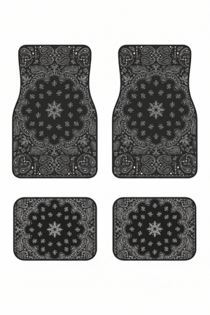 Tapis de Voiture Oriental Noir — Lot de 4 Tapis Motif Paisley — Protection Sol Auto